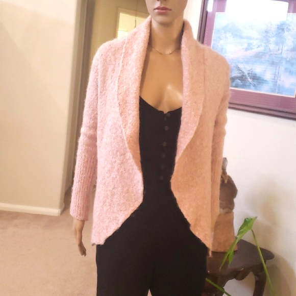 Leith S open front fuzzy textured cardigan - Picture 1 of 9